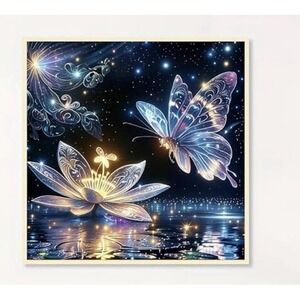 Butterfly Lotus Flower Diamond Art Kits for Adults, 5D - Brand New